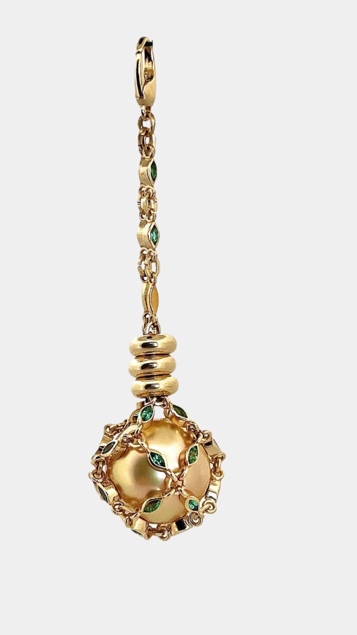 🍬 EMERALD MARQUISE GOLDEN PEARL PENDANT + STATIONED NECKLACE - Hey Babe LA